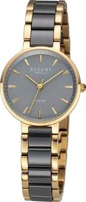 Regent 12211130 Damen-Armbanduhr Keramik Goldfarben/Grau 1