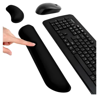Produktbild von Set aus Handgelenkauflagen für Tastatur und Maus, ergonomische Handgelenkstützen aus Memory-Schaum, rutschfest und bequem, zur Linderung von Handgelenkschmerzen, ideal für Büro und Home Office