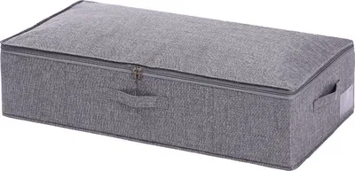 Produktbild von 100 x 43 x 18 cm, Unterbettkommode, atmungsaktiv und mottenfrei, platzsparende Unterbettbox für Bettdecken, faltbar, hellgrau