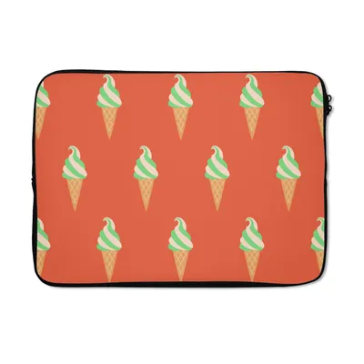 Produktbild von MuchoWow® Laptop Hülle 14 ZollEiscreme - Muster - Rot - Grün Laptoptasche - Laptoptasche - Stoßsicher - Schutzhaube