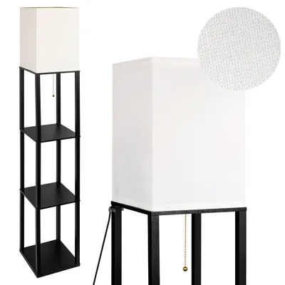 Obrázok produktu pre Stojacia lampa MasterLED - výška 158 cm - čierny ratan - s 3 policami - stojacia lampa boho - stojaca lampa do obývačky - Ganto