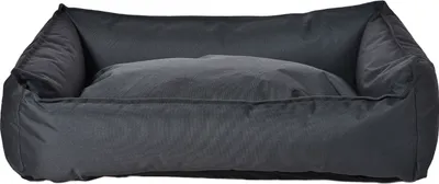 Produktbild von Dehner Lieblinge Kuschelbett Woof, Hundebett / Katzenbett wasserdicht / pflegeleicht, ca. 80 x 55 x 23 cm, Größe M, Polyster / Polypropylen, grau