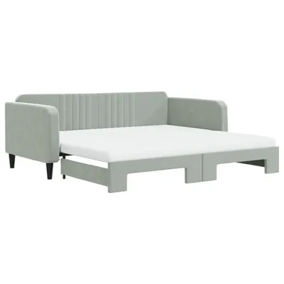 Obrázok produktu pre vidaXL Rozkladacia posteľ s matracmi Svetlo sivá 100x200 cm Velvet