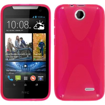 Produktbild von PhoneNatic Case kompatibel mit HTC Desire 310 - pink Silikon Hülle X-Style + 2 Schutzfolien