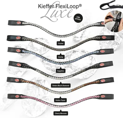 Produktbild von Kieffer FlexiLoop® Luxe Stirnbänder für Trense, Farbe:schwarz-CHAIN CRYSTAL, Größe:Vollblut