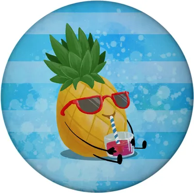 Produktbild von Ananas mit Sonnenbrille Sommer Magnet rund