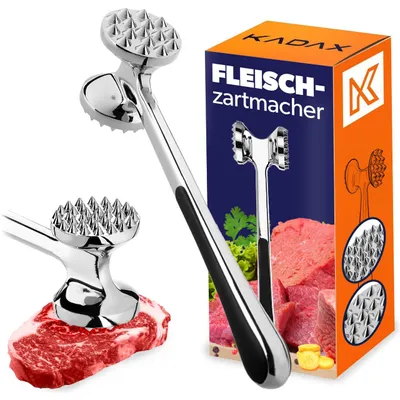Produktbild von KADAX Handlicher Fleischklopfer aus Stahl Doppelseitiger Fleischhammer