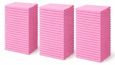 Obrázek produktu pro Sada 100 mikrovláknových utěrek 38 x 38 cm, 210 g/m², suchá utěrka – barva růžová – lešticí utěrka, utěrka na údržbu automobilů, čisticí utěrka, utěrka na okna, bezezvíšková, savá, nepoškrábá, pro domácnost, automobil, řemeslné práce