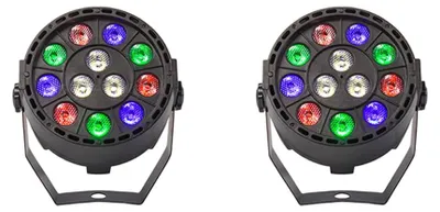 Image de Projecteurs LED PAR, lot de 2 - 12 x 3 W, éclairage RGB - DMX512 - Éclairage pour DJ - 100–240 V - Idéal pour les fêtes et les mariages