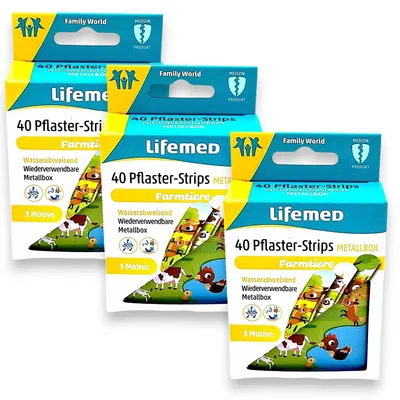 Produktbild von 3x Lifemed Wundpflaster Kids - Farmtiere 3x 40 Stück