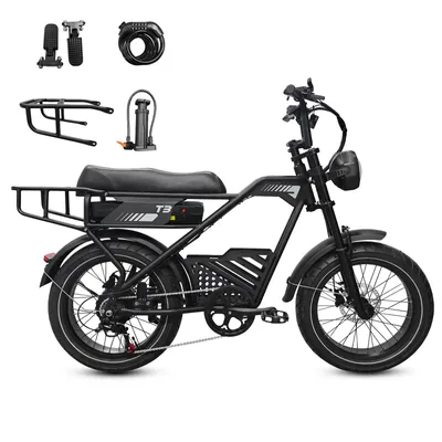 Produktbild von T3 E-Bike 20 Zoll Breitreifen, 250W Pedelec 25 km/h, 48V 18Ah Akku, Scheibenbremsen, LCD & LED