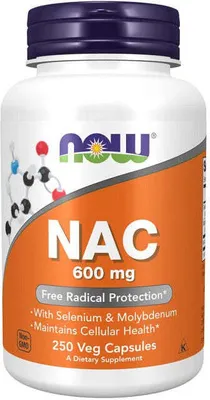 Produktbild von N-Acetyl Cystein 600 mg 250 pflanzliche Kapseln Now Foods
