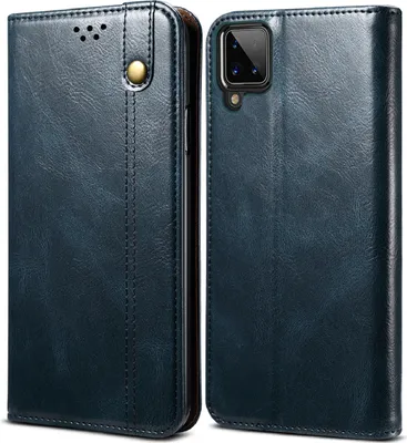 Produktbild von Galaxy A12 5G Hülle, LaimTop Leder Flip Brieftasche Schutzhülle für Samsung Galaxy A12 5G Blau