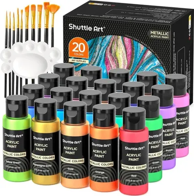 Immagine prodotto di Shuttle Art Metallic Acrylic Paints Set 20 colori acrilici metallizzati 60 ml