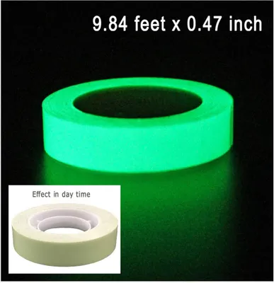 Produktbild von Fluoreszierendes Klebeband,1cm*3m Phosphor Markierungsband Leuchtendes Band, Nachtleuchtend Selbstklebendem Wasserdicht Luminous Tape Warnband Bühnenbedarf