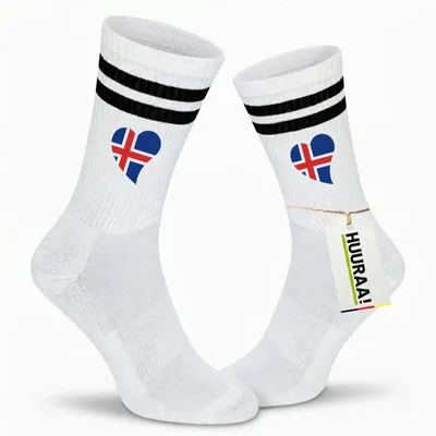 Produktbild von Huuraa Uni Socken Island Flagge Herz 37/41 Black Baumwolle Tennissocken Geschenkidee