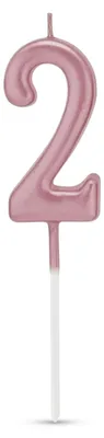 Zahlenkerze Nummer 2, rosa, 4,5 x 3 x 1 cm, für Geburtstagstorte