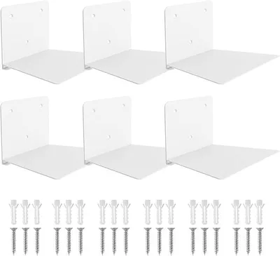 Produktbild von PolkaHome® Unsichtbare Wandregale für Bücher, Metallregale, weiße Wandregale für Schlafzimmer und Wohnzimmer, robustes Bücherregal