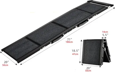 Image de Rampe pour chien - Rampe pliable pour voiture 180 x 50 cm - Pour voiture, camion et SUV - Surface antidérapante - Jusqu'à 120 kg - Métal - Gris clair