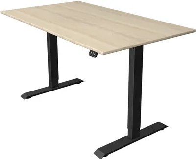 Zdjęcie produktu dla Stół do pracy na siedząco lub stojąco Move 1 z elektryczną regulacją wysokości, szer. x gł. x wys. 140 x 80–123 cm, klon/antracyt
