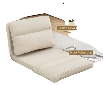 Produktbild von Bodenstuhl, Leinenoptik, 6-fach verstellbare Rückenlehne, 70 cm B x 72 cm T x 56 cm H, 70 cm B x 203 cm T x 16 cm H, 120 kg Tragfähigkeit
