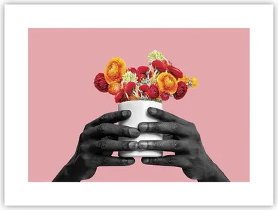 Produktbild von Poster - Poster ohne Rahmen - Schwarz Hände Blumen - 40x30 cm - Wand Bild - Wanddeko - Wandbilder - Kunstposter - Wandposter - Bilder - Kunstdruck - Wanddekoration - Wandbild - P2XAA40x30-4706