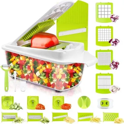 Produktbild von Famanu Mandoline Multifunktionale Mandoline 23-teilig - Küchengeräte für Gemüse