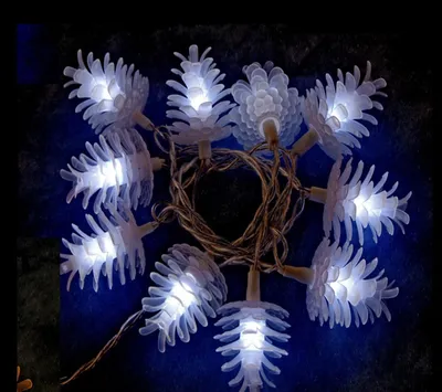Image de Guirlande pomme de pin lumineuse 10 Led blanc
