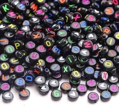 Produktbild von Acryl-Letterkralen A-Z, 1200 Stück, runde, lose, DIY-Kralen für Armbänder, Kunsthandwerk, Webarbeiten