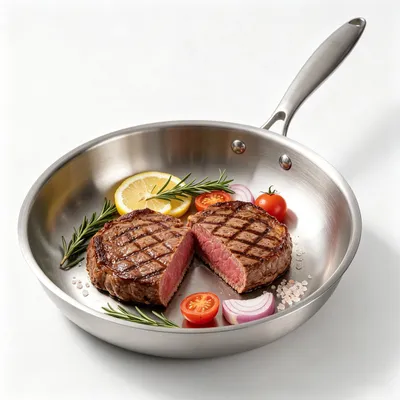 Edelstahl-Bratpfanne 28 cm, 3-lagig, induktionsgeeignet, uncoated