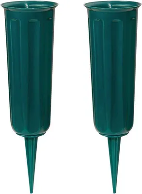 Zdjęcie produktu dla Plastikowa waza grobowa z kolcami, ozdoby na nagrobki, 2 sztuki w kolorze zielonym