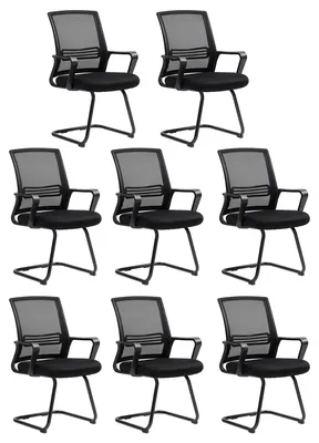 Produktbild von HOMCOM Bürostuhl Freischwinger Besucherstuhl mit Armlehne, Kufenbasis Schwarz