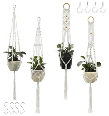Immagine prodotto di Solidchoice - Set di 4 supporti per piante in macramè - Eleganti vasi sospesi