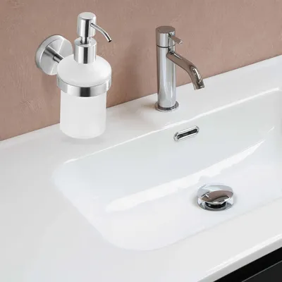 Image de Distributeur de savon mural - distributeur de shampooing en verre autocollant - flacon en verre satiné de 200 ml - boîte de désinfection des mains sans percer - gel douche porte-savon avec support en inox Distributeur de savon mural