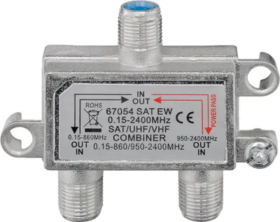 Obrázok produktu pre Goobay SAT EW, Káblový zlučovač, 950 - 2400 MHz, Strieborná, Kov, Samica/Samica, 1 kusov