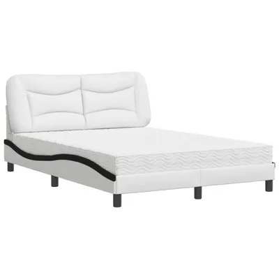 Produktbild von Bett mit Matratze "Hvar" Weiß und Schwarz 140x200 cm Kunstleder