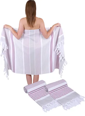Produktbild von Betz Saunatuch Hamamtuch [2er Pack] Saunahandtuch Strandtuch Badetuch Duschtuch Strandhandtuch Picknickdecke Extra Leicht Damen&Herren Farbe altrosa
