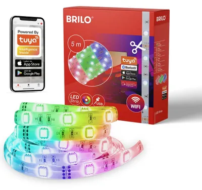 Produktbild von Briloner Leuchten USB SMART - LED Bänder - 2309150 - Musiksensor - Sprachsteuerung - Kürzbar - Selbstklebend - 500 x 10 cm (LxB)