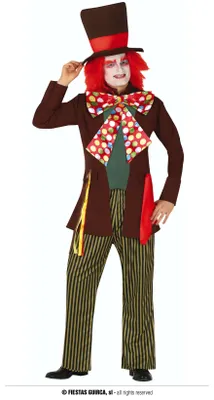 Produktbild von Hutmacher Kostüm Karneval Jacket Papillon Pants Hat Welt Buch Tag, Größe: 52 - 54 (L) Farbe: Braun