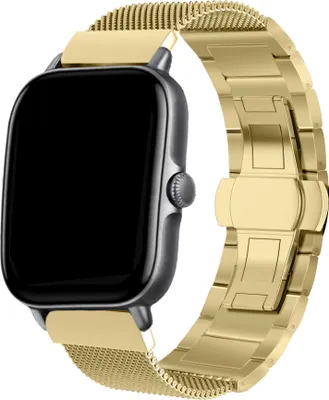 Produktbild von Strap-it Milanese-Stahlarmband - Kompatibel mit Amazfit GTS 2 Armband Ersatzarmband Edelstahl - Faltschließe - Hochwertiges Material - für Smartwatch 20mm Armband Gold