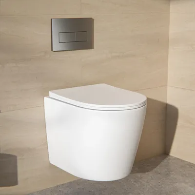 Produktbild von Mirlux Varo Wand-WC, weiß – Spülrandloses Wand-WC – WC-Sitz mit Absenkautomatik – Keramik-WC-Becken – Hänge-WC