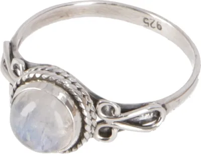 Produktbild von Boho Silberring, Filigraner Indischer Edelsteinring - Mondstein, Silber-Farben, SterlingSilber, Ringgröße: 54 (ca.17,2 Mm), 1*1 cm