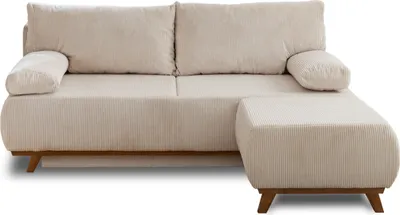 Produktbild von Best Möbel Cristal - 3-Sitzer Sofa - Schlaffunktion und Bettkasten und puff - Cord , Beige