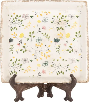 Immagine prodotto di Piattino Clayre & Eef 22x22x3 cm Fiori in Vetroceramica beige