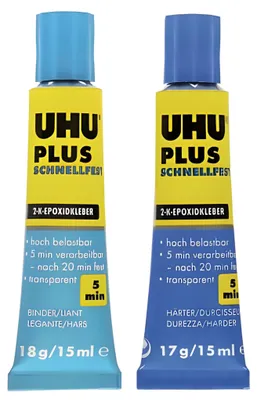 Produktbild von UHU PLUS Schnellfest, Gel, 30 ml, RoHS, REACH, CE, Sichtverpackung, 2 Stück(e)