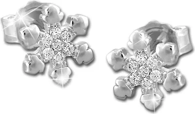 Produktbild von SilberDream weiß Ohrringe Schneeflocke Zirkonia 925 Silber Ohrstecker GSO484W