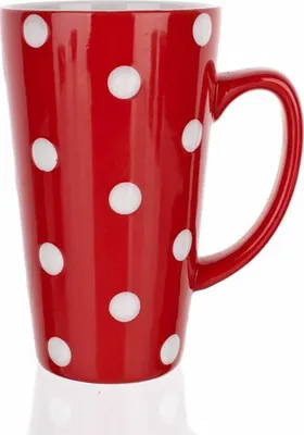 Produktbild von BANKETT Becher Keramik hoch 450 ml, red mit Punkten