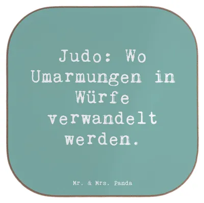 Produktbild von Mr. & Mrs. Panda Tischuntersetzer Judo Umarmungen - Meeresbrise - Geschenk, weinuntersetzer, Motivation, Sportler, Mut, Untersetzer Glas, Sportart, Teamsport, für Gläser