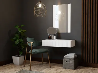 Immagine prodotto di Tavolino da toilette sospeso con specchio CRATO - bianco