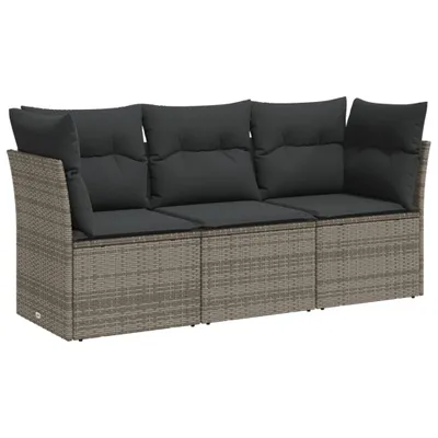 Obrázek produktu pro vidaXL 3dílná zahradní sedací souprava s polštáři Grey Poly Rattan